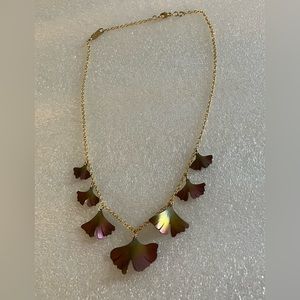 Beautiful Holly Yashi ginkgo purple/green iridescent classic leaf necklace